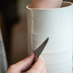 Sally Bertram at work in her studio 2019